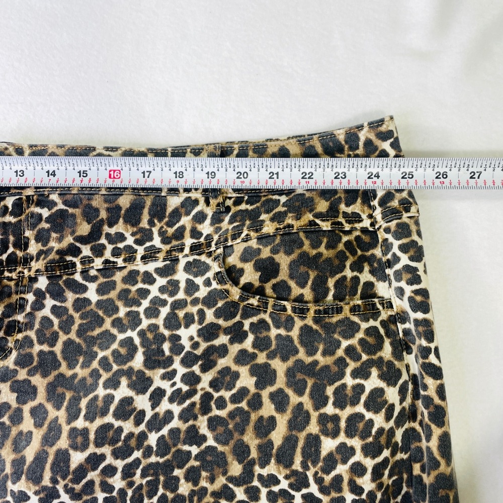 Catherines Est 1946 Denim Leopard Print Midi Skirt Plus Size 26W Brown Cheetah - Picture 7 of 9